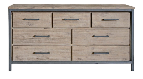 Lh Imports Irondale 7 Drawer Dresser - Stylish Storage Solution For Your Home Decor And Organization Needs Brown,Grey Acacia,Mdf Acacia Veneer,Iron Idb07