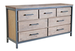 Lh Imports Irondale 7 Drawer Dresser - Stylish Storage Solution For Your Home Decor And Organization Needs Brown,Grey Acacia,Mdf Acacia Veneer,Iron Idb07