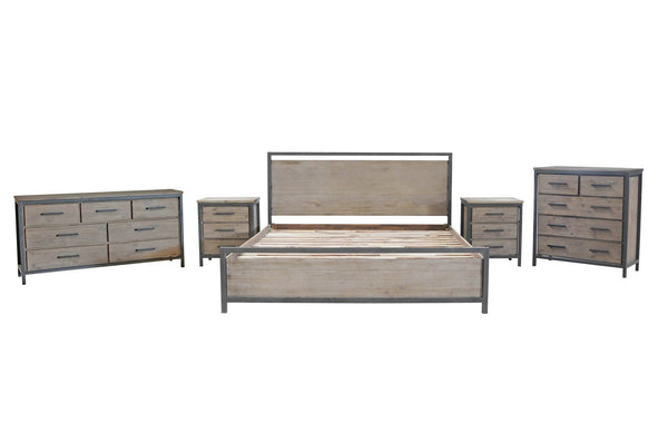 Lh Imports Irondale 7 Drawer Dresser - Stylish Storage Solution For Your Home Decor And Organization Needs Brown,Grey Acacia,Mdf Acacia Veneer,Iron Idb07