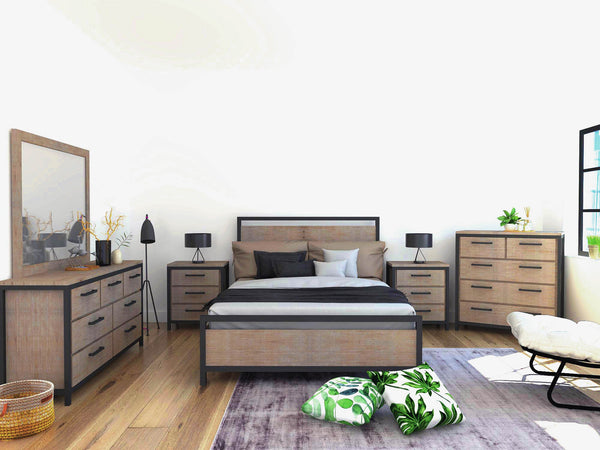 Lh Imports Irondale 7 Drawer Dresser - Stylish Storage Solution For Your Home Decor And Organization Needs Brown,Grey Acacia,Mdf Acacia Veneer,Iron Idb07