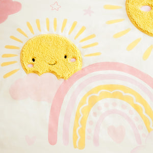 JLA Home Sunshine Kids Comforter Set with Sherpa Applique Embroidered Suns and Rainbow Pillow 68 W x 90 L IDK10-0015