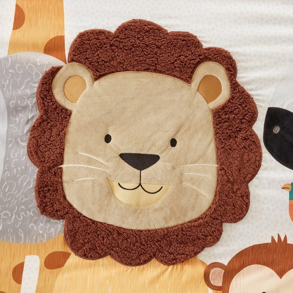JLA Home Safari Kids Jungle Animal Microfiber Comforter Set with Sherpa Applique Lion Detail 90 W x 90 L IDK10-0020