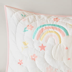 JLA Home Unicorn Dream Kids Quilt Set with Faux Fur Applique Hand Quilted Microfiber Bedding 68 W x 90 L IDK13-0005