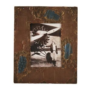 Zentique Picture Frame Vintage-Industrial Metal with Distressed Finish, Slim Profile, Tabletop or Wall Display (9.25x11) Rustic Bronze IF200810KM
