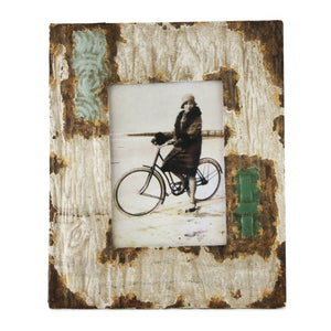 Zentique Picture Frame Vintage-Industrial Metal with Distressed Finish, Slim Profile, Tabletop or Wall Display (9.25x11) Rustic Brown IF200812KM