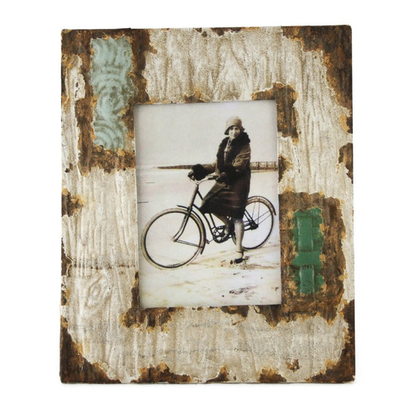 Zentique Picture Frame Vintage-Industrial Metal with Distressed Finish, Slim Profile, Tabletop or Wall Display (9.25x11) Rustic Brown IF200812KM