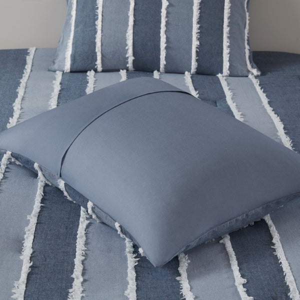 JLA Home Shay Striped Cotton Jacquard Comforter Set Bohemian Artisan Bedroom Bedding 90 W x 92 L II10-1348