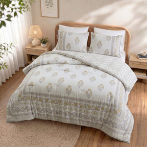 JLA Home Thalia Floral Medallion Comforter Set Cotton Blend Farmhouse Bohemian Bedroom Bedding 90 W x 92 L II10-1350