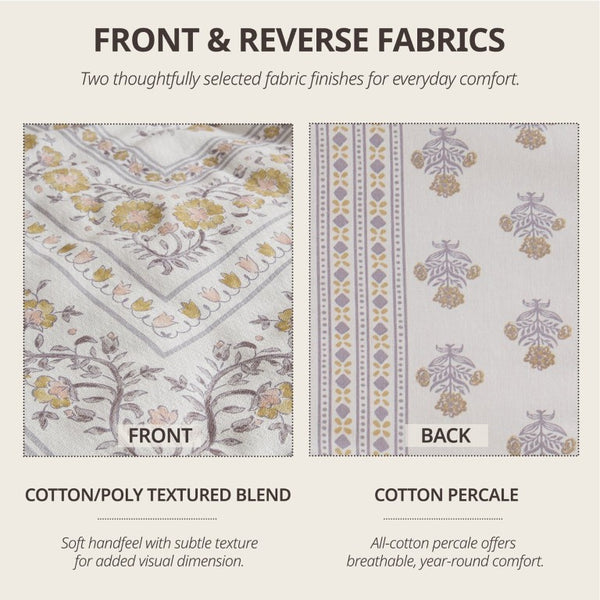 JLA Home Thalia Floral Medallion Comforter Set Cotton Blend Farmhouse Bohemian Bedroom Bedding 106 W x 94 L II10-1351