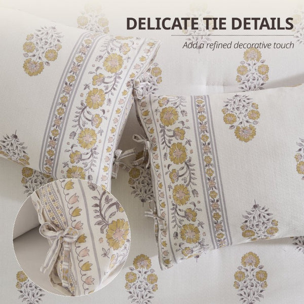 JLA Home Thalia Floral Medallion Comforter Set Cotton Blend Farmhouse Bohemian Bedroom Bedding 106 W x 94 L II10-1351
