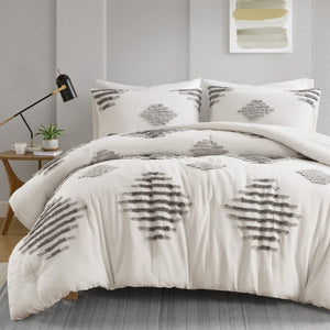 JLA Home Tahli Tufted Chenille Comforter Set with Cotton Blend Face and Hypoallergenic Fill 90 W x 92 L II10-1354