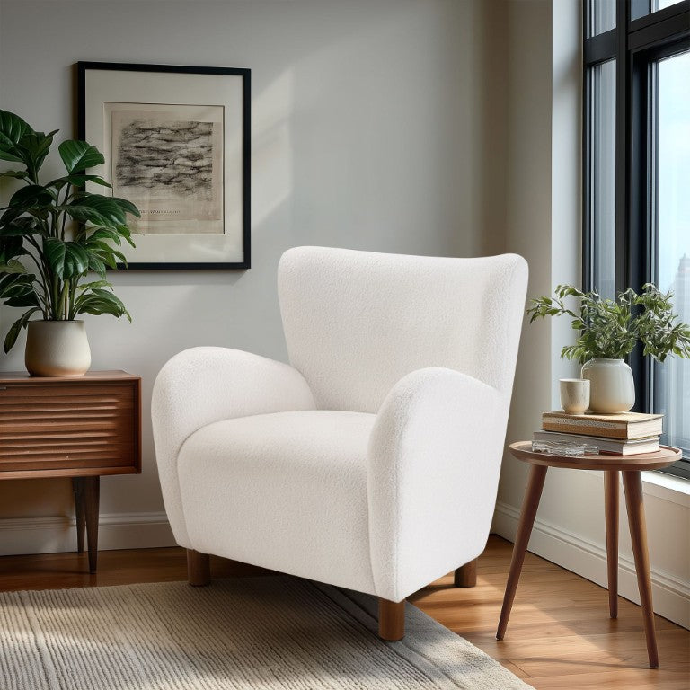 JLA Home Stella Wingback Accent Chair with Walnut Legs Tailored Upholstery for Living Rooms II100-0612