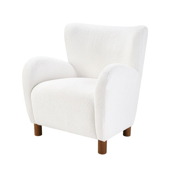 JLA Home Stella Wingback Accent Chair with Walnut Legs Tailored Upholstery for Living Rooms II100-0612