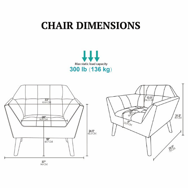 JLA Home Newport Hand Tufted Wide Lounge Chair with Pecan Wood Legs for Living Spaces Green Single II110-0613
