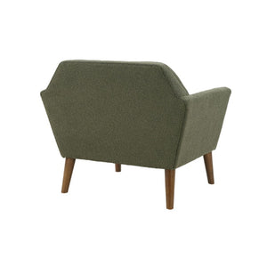 JLA Home Newport Hand Tufted Wide Lounge Chair with Pecan Wood Legs for Living Spaces Green Single II110-0613