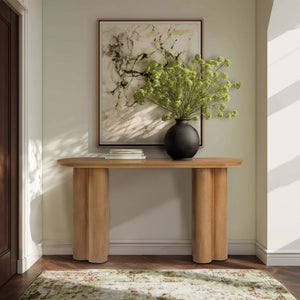 JLA Home Benji Oak Veneer Oval Entryway Table with Sculptural Resin Legs Modern Style Oval Console Table II120-0614