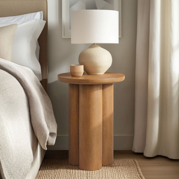 JLA Home Benji Oak Veneer Oval Entryway Table with Sculptural Resin Legs Modern Style Round Accent Table II120-0615