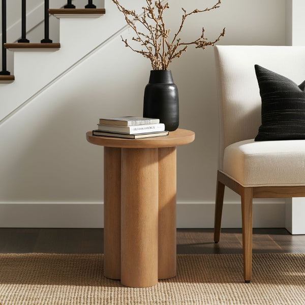 JLA Home Benji Oak Veneer Oval Entryway Table with Sculptural Resin Legs Modern Style Round Accent Table II120-0615