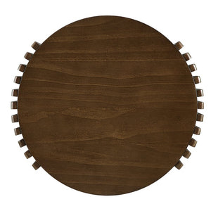 JLA Home Wyatt Slatted Pine Round End Table Two Open Shelves Natural Finish Modern Accent II120-0624
