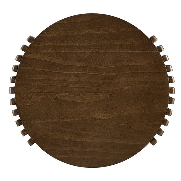 JLA Home Wyatt Slatted Pine Round End Table Two Open Shelves Natural Finish Modern Accent II120-0624