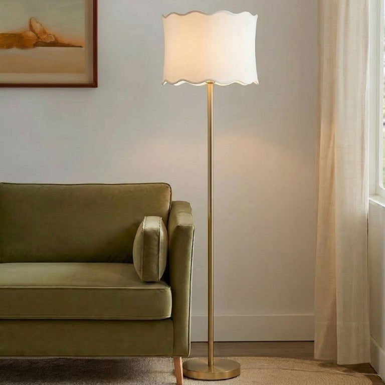 JLA Home Vesta Dimmable Polyester Scalloped Shade Floor Lamp for Living Room Reading Corners II154-0165