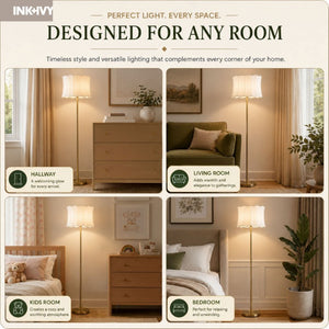 JLA Home Vesta Dimmable Polyester Scalloped Shade Floor Lamp for Living Room Reading Corners II154-0165
