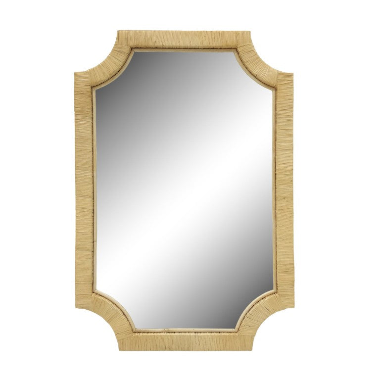 JLA Home Nova Artisan Rattan Framed Wall Mirror with Organic Texture for Bedroom or Entryway II95F-0167