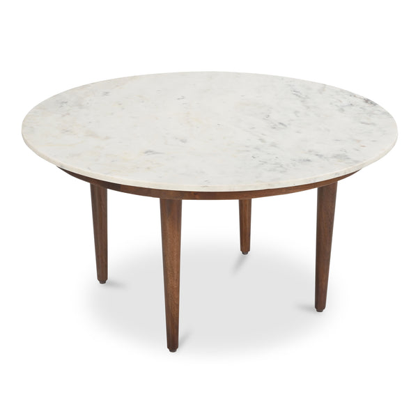 Moe's Home Lark Coffee Table - Stunning Mango Wood Frame With Unique Orange Fantasy Marble Top For Your Home White White Banswara Marble,Solid Mango Wood Legs Ik-1033-18