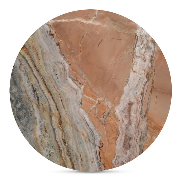 Moe's Home Lark Coffee Table - Stunning Mango Wood Frame With Unique Orange Fantasy Marble Top For Your Home Brown Orange Fantasy Marble,Solid Mango Wood Legs Ik-1033-23