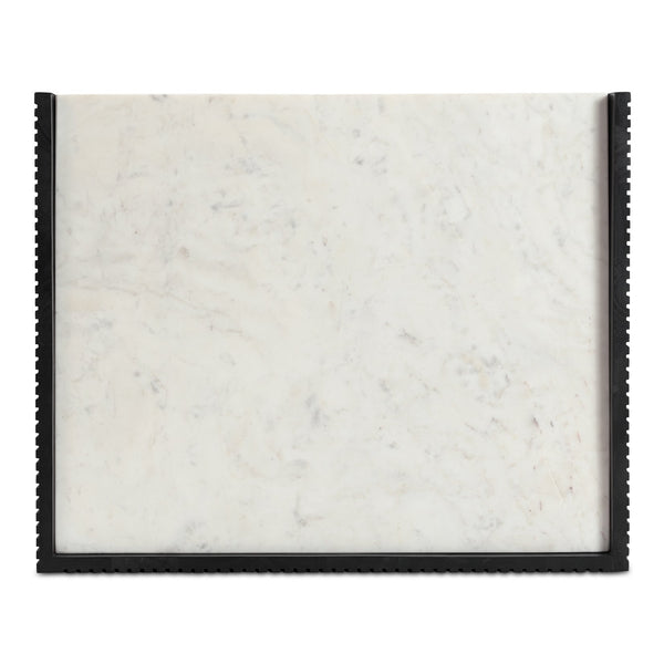 Moe's Home Carter Nightstand With Elegant White Banswara Marble Top And Stylish Ribbed Mango Wood Storage Black White Banswara Marble Top,Solid Mango Wood Drawer Front Ik-1035-02