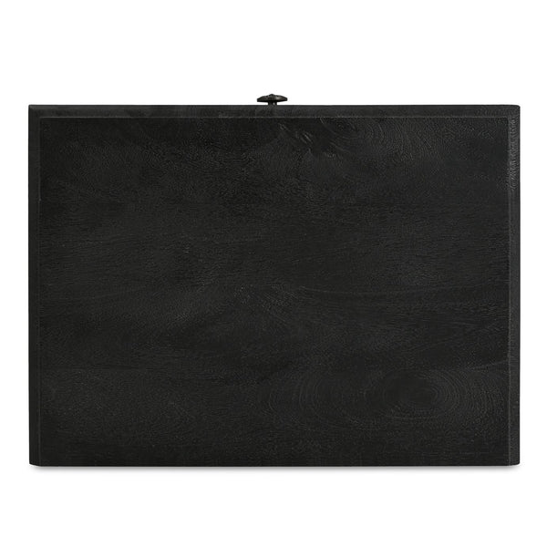 Moe's Home Corrine Nightstand - Charming Antique Finish With Floral Drawer Pull And Durable Mango Wood Design Black Mango Wood Cabinet,Legs & Drawer,Metal Side Mounted Glides Ik-1037-02