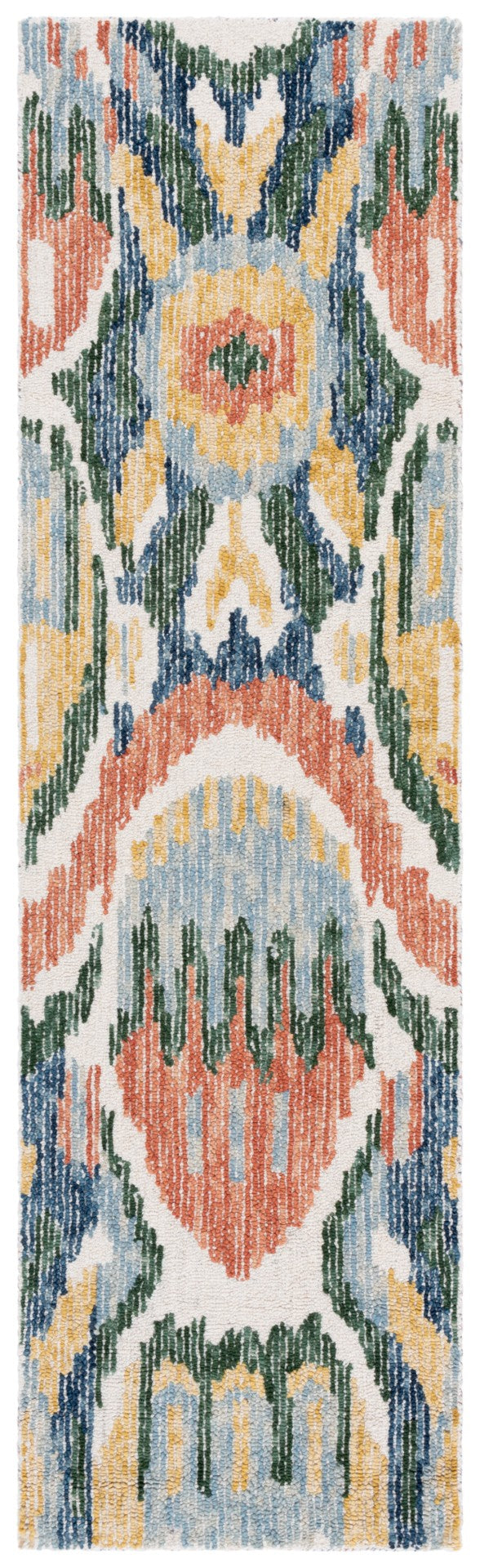 Safavieh Ikat Contemporary Hand-tufted Area Rug - Luxurious Wool-cotton Blend For Elegant Home Décor Green ,Rust 85% Wool,15% Cotton Ikt151y-4