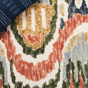 Safavieh Ikat Contemporary Hand-tufted Area Rug - Vibrant Colors, Soft Wool Blend, Perfect For Modern Homes Green ,Rust 85% Wool,15% Cotton Ikt151y-5
