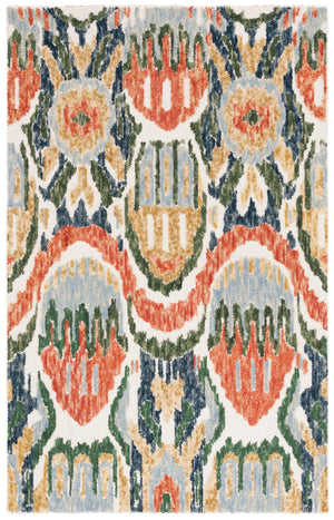 Safavieh Ikat Contemporary Hand-tufted Area Rug - Vibrant Colors, Soft Wool Blend, Perfect For Modern Homes Green ,Rust 85% Wool,15% Cotton Ikt151y-5