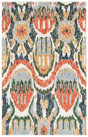 Safavieh Ikat Contemporary Hand-tufted Area Rug - Luxurious Wool-cotton Blend For Elegant Home Décor Green ,Rust 85% Wool,15% Cotton Ikt151y-4