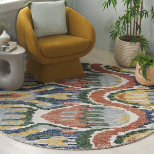 Safavieh Ikat Contemporary Hand-tufted Area Rug - Vibrant Colors, Soft Wool Blend, Perfect For Modern Homes Green ,Rust 85% Wool,15% Cotton Ikt151y-6r