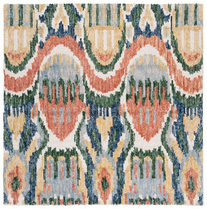 Safavieh Ikat Contemporary Hand-tufted Area Rug - Luxurious Wool-cotton Blend For Elegant Home Décor Green ,Rust 85% Wool,15% Cotton Ikt151y-4