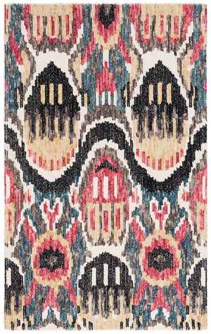 Safavieh Ikat Hand-tufted Area Rug - Exquisite Indian Craftsmanship For Modern Décor And Comfort Black ,Red 85% Wool,15% Cotton Ikt152z-5