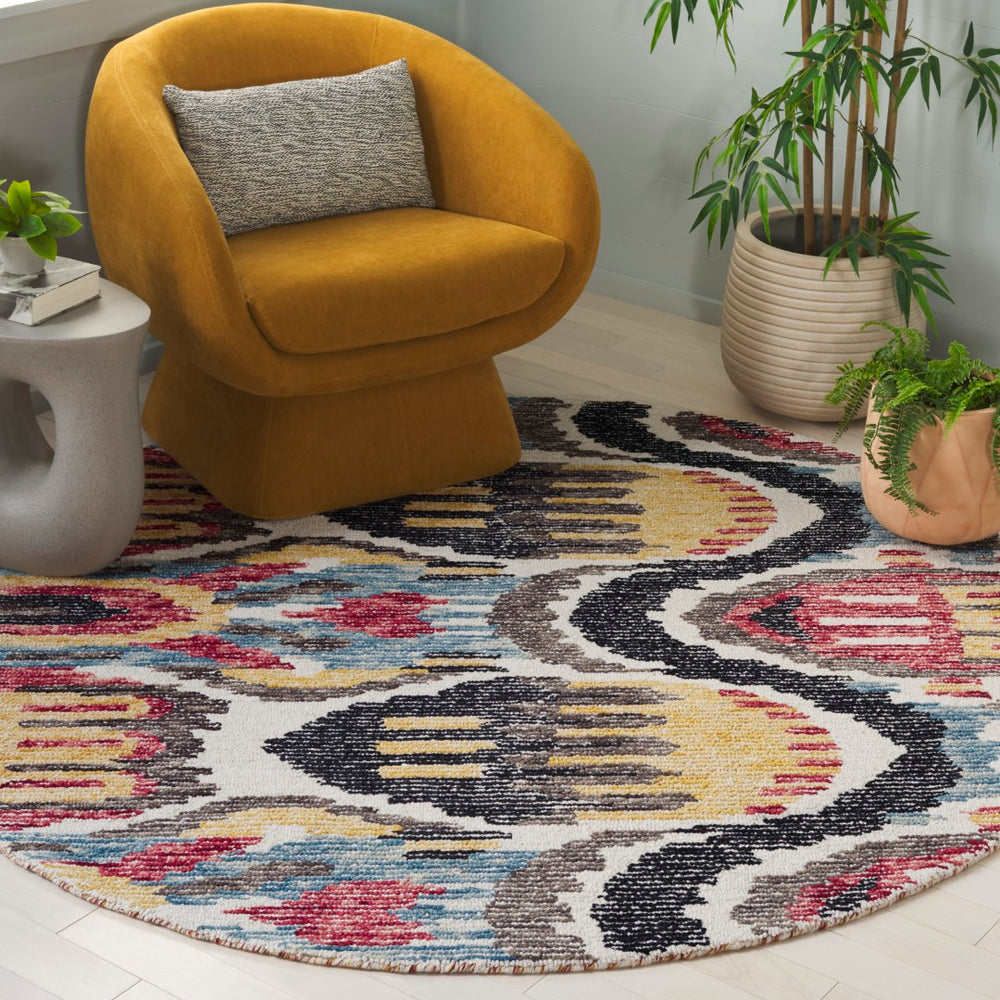 Safavieh Ikat Hand-tufted Area Rug - Contemporary Wool & Cotton Blend For Modern Home Decor Comfort & Style Black ,Red 85% Wool,15% Cotton Ikt152z-3