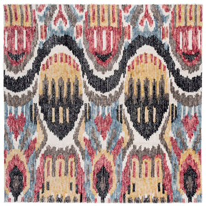 Safavieh Ikat Hand-tufted Area Rug - Contemporary Wool & Cotton Blend For Modern Home Decor Comfort & Style Black ,Red 85% Wool,15% Cotton Ikt152z-3
