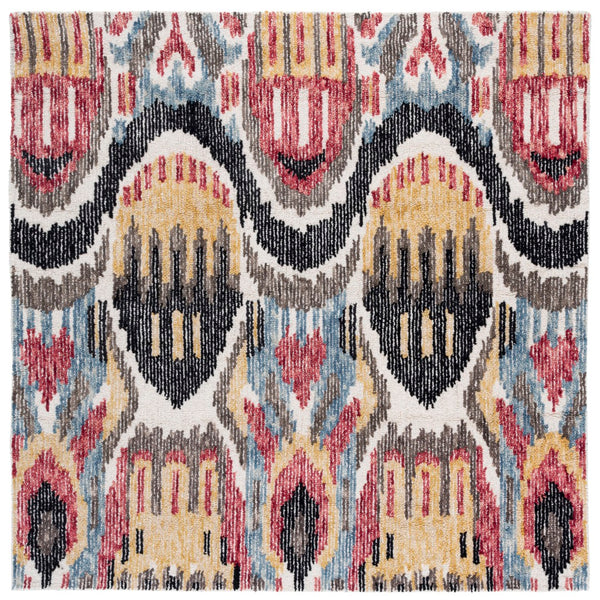 Safavieh Ikat Hand-tufted Area Rug - Contemporary Wool & Cotton Blend For Modern Home Decor Comfort & Style Black ,Red 85% Wool,15% Cotton Ikt152z-3