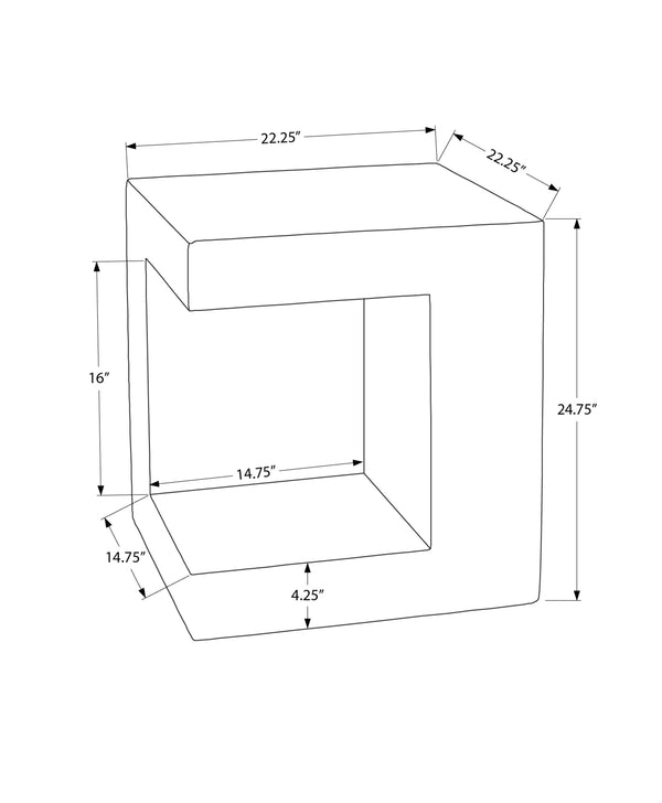 Monarch Specialties Accent Table - Modern 25" Cube Design, Stylish Indoor/Outdoor Side Table With Storage Shelf And Warranty White Magnesium Oxide (Mgo)" I 4131