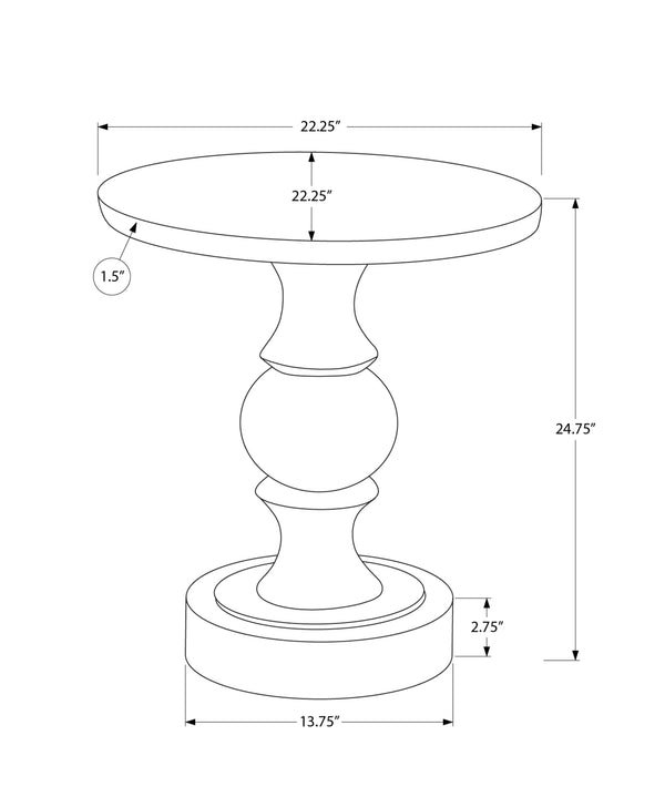 Monarch Specialties Accent Table - Stylish 25" Pedestal Design For Indoor Or Outdoor Use, Perfect For Living Spaces White Magnesium Oxide (Mgo)" I 4161