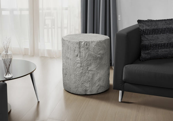 Monarch Specialties Accent Table, 25" High Drum Design For Indoor Or Outdoor Use - Modern Style, Easy Maintenance, Versatile Grey Magnesium Oxide (Mgo)" I 4120