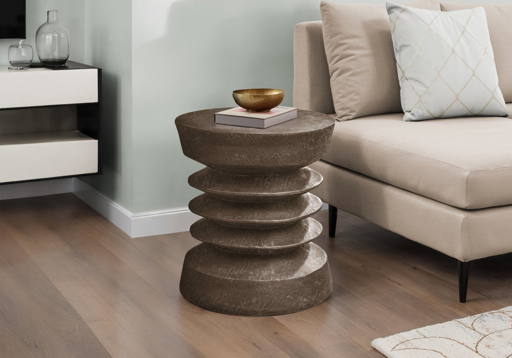 Monarch Specialties Accent Table - Stylish 25"H Modern Side Table For Indoor Or Outdoor Use, Perfect For Living Spaces Walnut Magnesium Oxide (Mgo)" I 4155