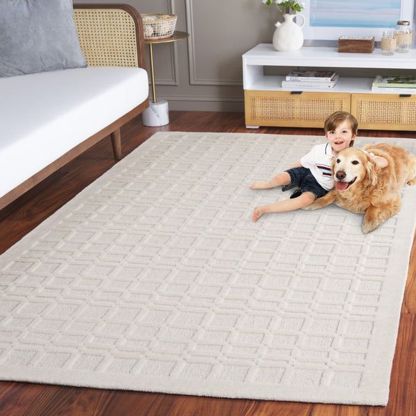 Safavieh Impressions Modern Wool-cotton Blend Area Rug - Hand-loomed Geometric Design For Chic Spaces Ivory 80% Wool,20% Cotton Im312a-3