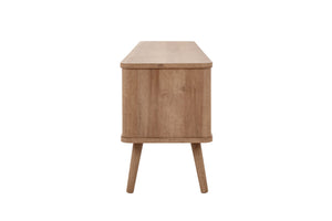 New Pacific Direct Thelma 59.5" Rattan Tv Stand - Modern Nordic Design With Adjustable Shelf & Natural Oak Finish Natural Oak  1340015-npd