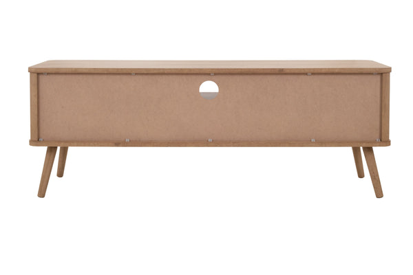 New Pacific Direct Thelma 59.5" Rattan Tv Stand - Modern Nordic Design With Adjustable Shelf & Natural Oak Finish Natural Oak  1340015-npd