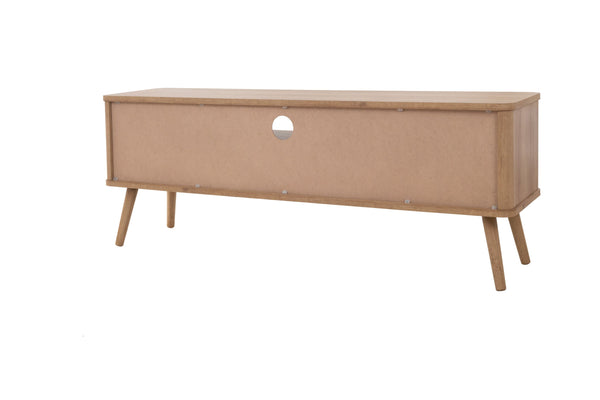 New Pacific Direct Thelma 59.5" Rattan Tv Stand - Modern Nordic Design With Adjustable Shelf & Natural Oak Finish Natural Oak  1340015-npd