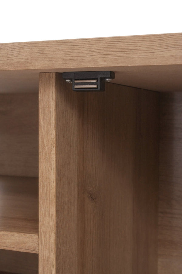 New Pacific Direct Thelma 59.5" Rattan Tv Stand - Modern Nordic Design With Adjustable Shelf & Natural Oak Finish Natural Oak  1340015-npd